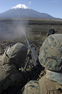 Marines fire an M2 .50 caliber machine gun Marines fire an M2 .50 caliber machine gun