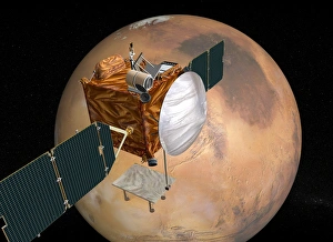 Mars Telecommunications Orbiter in flight around Mars Mars Telecommunications Orbiter in flight around Mars