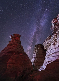The Milky Way rises above the Wedding Party rock formation in Oklahoma The Milky Way rises above the Wedding Party rock formation in Oklahoma