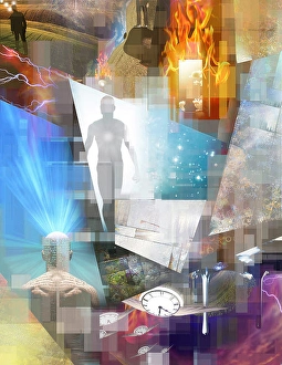 Digitally Generated Artwork Prints: Multi Layered abstract composition. 3D rendering