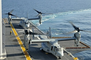 MV-22 Osprey aircraft land aboard USS Peleliu MV-22 Osprey aircraft land aboard USS Peleliu