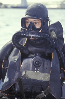 Navy SEAL combat swimmer wearing a closed circuit rebreather Navy SEAL combat swimmer wearing a closed circuit rebreather