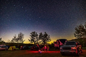 Aurora Borealis Images Prints: An observer at the Alberta Start Party