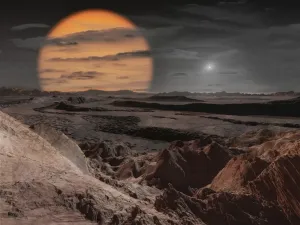 Red Giant and White Dwarf Binary Star System Print