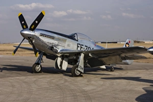 A P-51 Mustang parked on the ramp at Arlington, Texas A P-51 Mustang parked on the ramp at Arlington, Texas