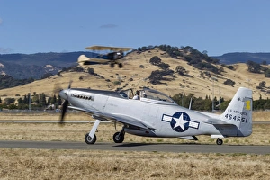 A P-51 Mustang taxiing at Vacaville, California A P-51 Mustang taxiing at Vacaville, California