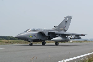 A Panavia Tornado GR4 of the Royal Air Force on the runway, Florennes, Belgium A Panavia Tornado GR4 of the Royal Air Force on the runway, Florennes, Belgium