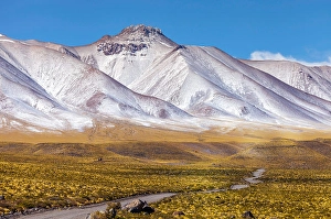 South America Geology Prints: Panoramic view of the Lascar volcano complex in Chile