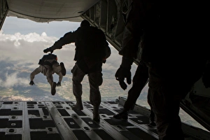 KC-130J Paratroopers Jump Over Spain Print