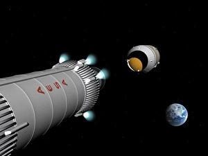 Phobos mission rocket releases spent propellant stage Phobos mission rocket releases spent propellant stage