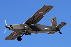 A Pilatus PC-6 of the Swiss Air Force in flight over Switzerland A Pilatus PC-6 of the Swiss Air Force in flight over Switzerland
