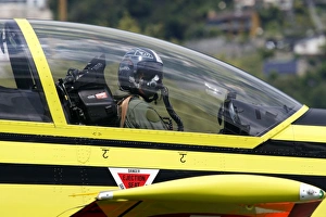 Pilot in the cockpit of a Pilatus PC-9 of the Swiss Air Force Pilot in the cockpit of a Pilatus PC-9 of the Swiss Air Force