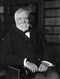 Portrait of Andrew Carnegie seated in a library Portrait of Andrew Carnegie seated in a library