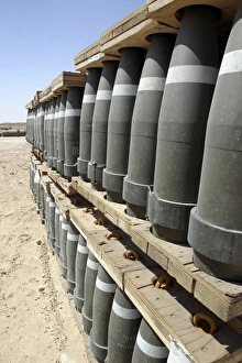 Rows of ammunition are stacked and prepped to be moved into modular storage cells Rows of ammunition are stacked and prepped to be moved into modular storage cells