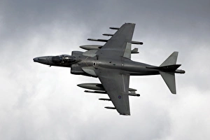 A Royal Air Force Harrier GR9 flying low over North Wales A Royal Air Force Harrier GR9 flying low over North Wales