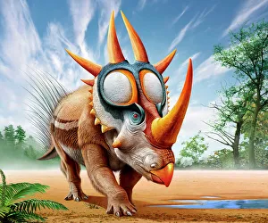 A Rubeosaurus roams a prehistoric environment A Rubeosaurus roams a prehistoric environment