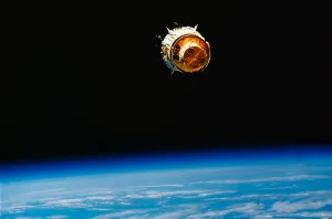 Earth From Space Prints: Satellite over Earth