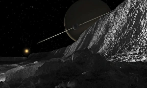 Saturn's Moon Dione Print: Solid Ice Cliffs