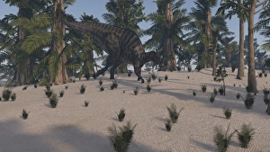 Saurolophus walking in an island environment Saurolophus walking in an island environment