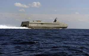 The Sea Fighter littoral combat ship performs a high-speed run off the coast of Florida The Sea Fighter littoral combat ship performs a high-speed run off the coast of Florida