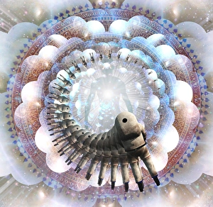 Abstract Space Art Prints: Shining aura and rays of light