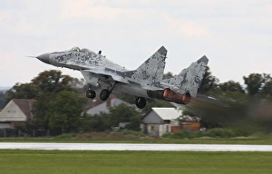 Slovak Air Force MIG-29 Fulcrum taking off Slovak Air Force MIG-29 Fulcrum taking off