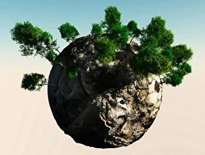 Environmental Conservation Symbol Prints: Small planet with trees