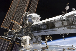 The starboard truss of the International Space Station The starboard truss of the International Space Station