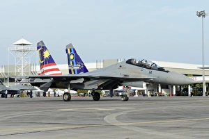 A Sukhoi Su-30 of the Royal Malaysian Air Force taxiing A Sukhoi Su-30 of the Royal Malaysian Air Force taxiing
