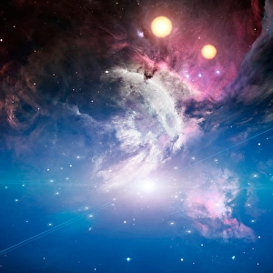 Outer Space Images Prints: Two Suns in vivid deep space