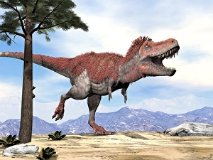 Prehistoric Dinosaur Prints: Tarbosaurus dinosaur roaring