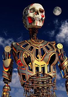 Transhumanism Print: A Human Form Evolving into Bio-Mechanical Beings
