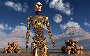 Artificial Intelligence Artwork Prints: Transhumanism, the evolution of humanity into bio-mechanical beings