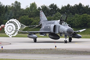 Turkish F-4E Phantom with drag parachute deployed Turkish F-4E Phantom with drag parachute deployed