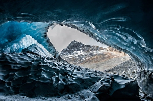 Polar Regions Landscape Prints: View looking out from inside a glacier in Jasper