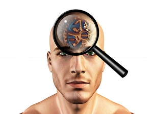 Brainstorming Concept Prints: Viewing gears in mans head