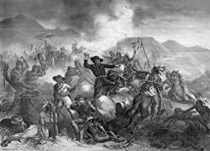 Vintage military print featuring The Battle of Little Bighorn Vintage military print featuring The Battle of Little Bighorn