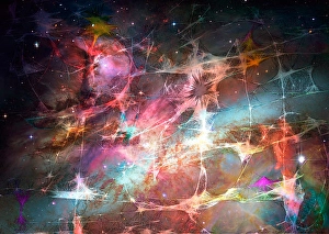 Abstract Space Art Prints: Weblike structure symbolizing time and space
