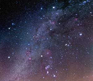 Milky Way Astronomy Prints: Winter sky panorama with various deep sky objects