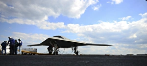 An X-47B Unmanned Combat Air System on the flight deck of USS George H.W. Bush An X-47B Unmanned Combat Air System on the flight deck of USS George H.W. Bush