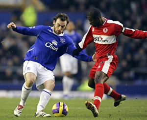 Everton v Middlesbrough James McFadden in action with George Boateng Everton v Middlesbrough James McFadden in action with George Boateng