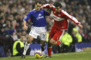 Everton v Middlesbrough Leon Osman battles with Julio Arca Everton v Middlesbrough Leon Osman battles with Julio Arca