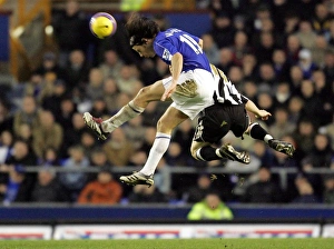 Everton v Newcastle United Nuno Valente wins a header from Newcastles James Milner Everton v Newcastle United Nuno Valente wins a header from Newcastles James Milner