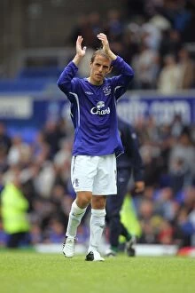Images Dated 2nd November 2005: Phil Neville's Emotional Debut: A Homegrown Hero's Heartfelt Thank You to Everton Fans
