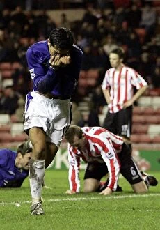 Images Dated 31st December 2005: Tim Cahill's Euphoric Moment: Everton's Thrilling Victory Over Sunderland