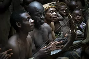 Related Images Collection: Music of the last clans of baka pygmies, Cameroon