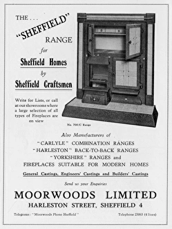 Advertisement for Moorwoods Limited, Kitchen Ranges, Harleston Road, 1939 Advertisement for Moorwoods Limited, Kitchen Ranges, Harleston Road, 1939