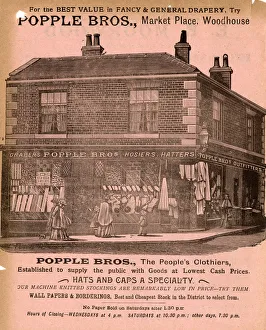 Advertisement for Popple Brothers, Market Place, Woodhouse Advertisement for Popple Brothers, Market Place, Woodhouse