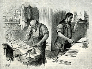 A Blade-Forging Shop from a drawing by A. Morrow, 1884 A Blade-Forging Shop from a drawing by A. Morrow, 1884