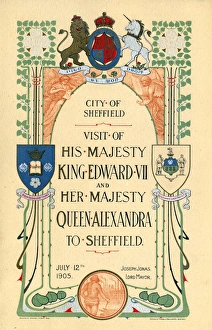 Cover of programme for the visit of HM King Edward VII and Queen Alexandra to Sheffield to open the University of Cover of programme for the visit of HM King Edward VII and Queen Alexandra to Sheffield to open the University of